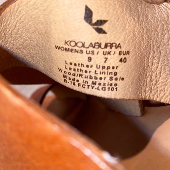 KOOLABURRA Women's Margaux brown leather wooden platform sandals size 9 - Picture 5 of 8
